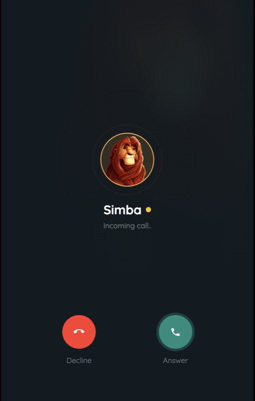 VoiceBox — incoming call from Simba
