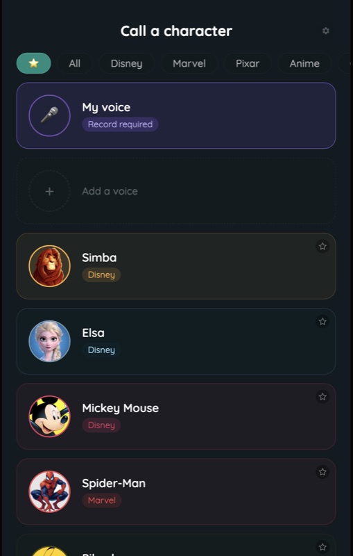 VoiceBox — call a character